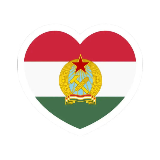 Heart Flag of Hungary 1949-1956 - STICKER Vinyl Kiss-Cut Decal 2 Inch White - The Sticker Space