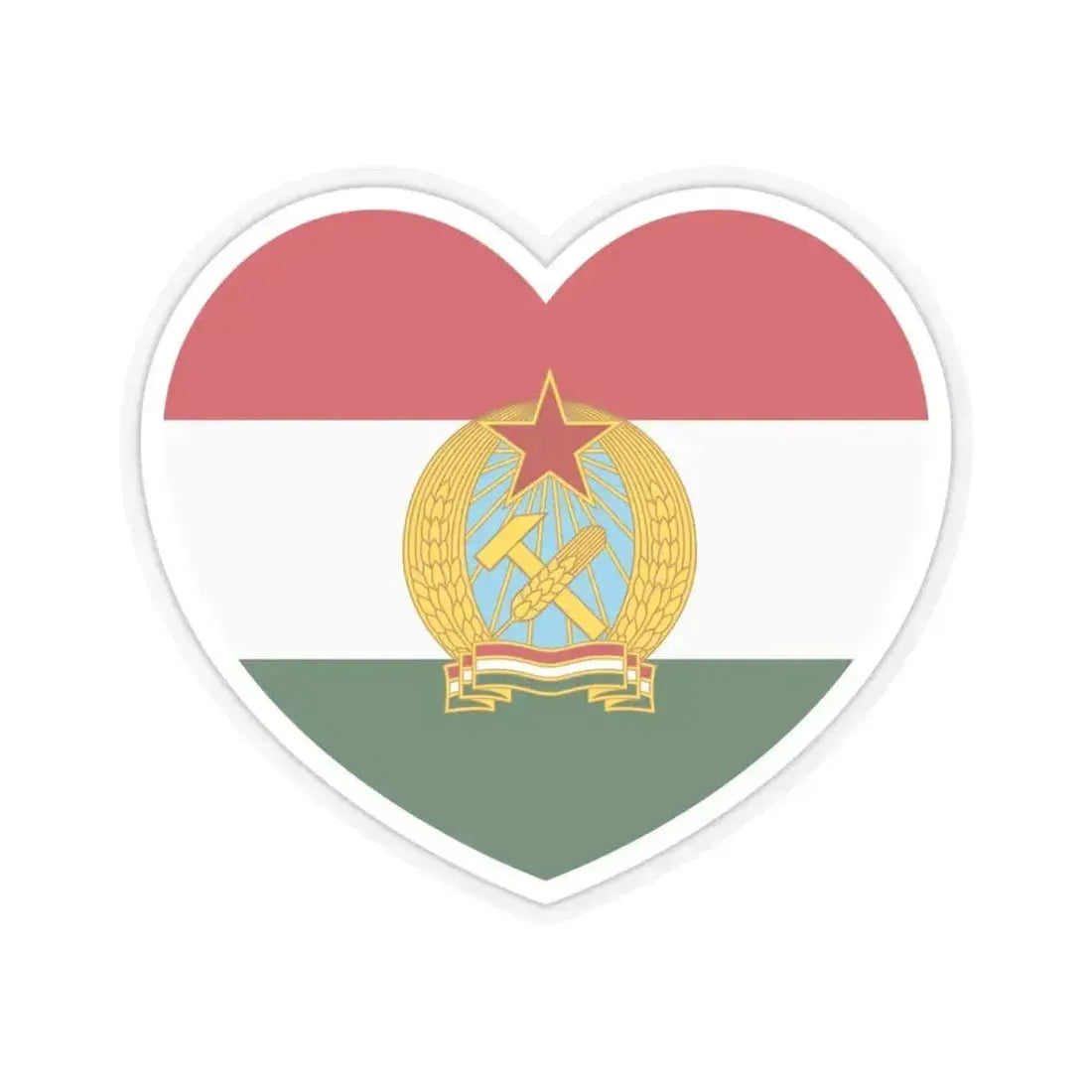 Heart Flag of Hungary 1949-1956 - STICKER Vinyl Kiss-Cut Decal 3 Inch Transparent - The Sticker Space