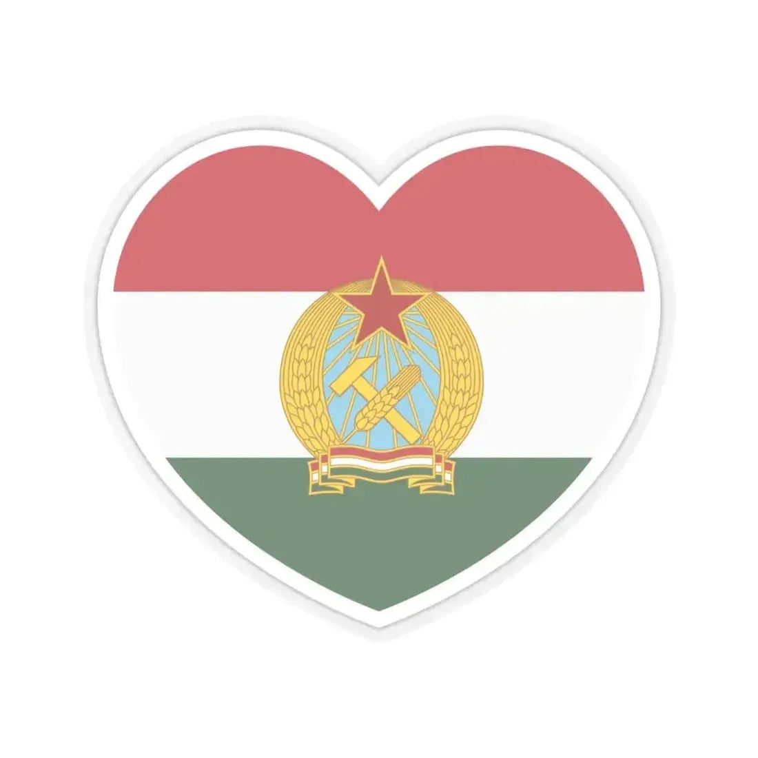 Heart Flag of Hungary 1949-1956 - STICKER Vinyl Kiss-Cut Decal 4 Inch Transparent - The Sticker Space