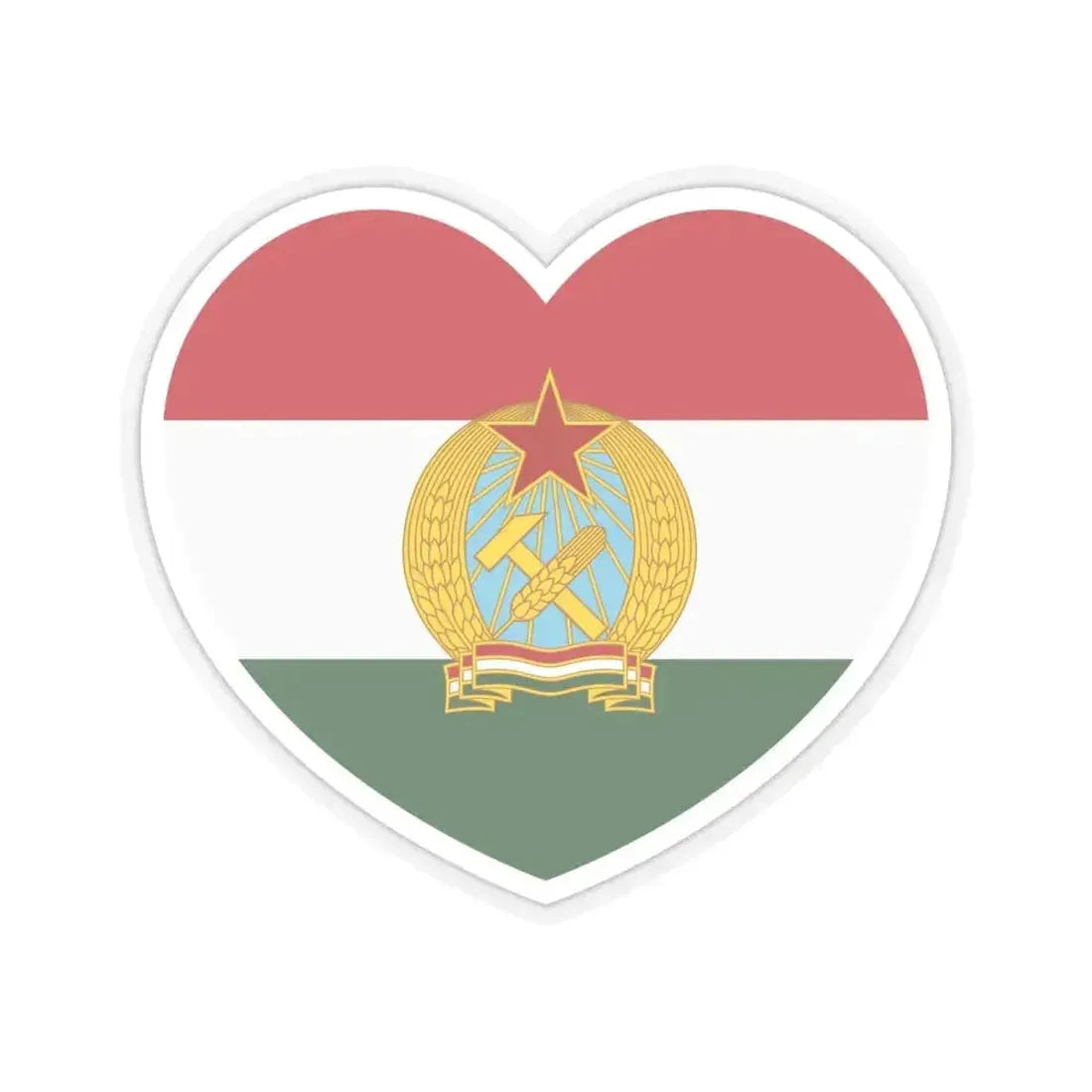 Heart Flag of Hungary 1949-1956 - STICKER Vinyl Kiss-Cut Decal 6 Inch Transparent - The Sticker Space