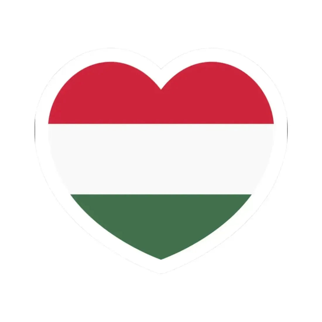 Heart Flag of Hungary - STICKER Vinyl Kiss-Cut Decal 2 Inch White - The Sticker Space