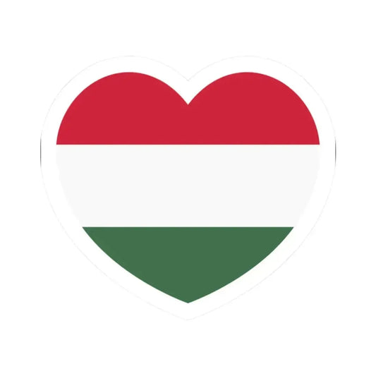Heart Flag of Hungary - STICKER Vinyl Kiss-Cut Decal 2 Inch White - The Sticker Space