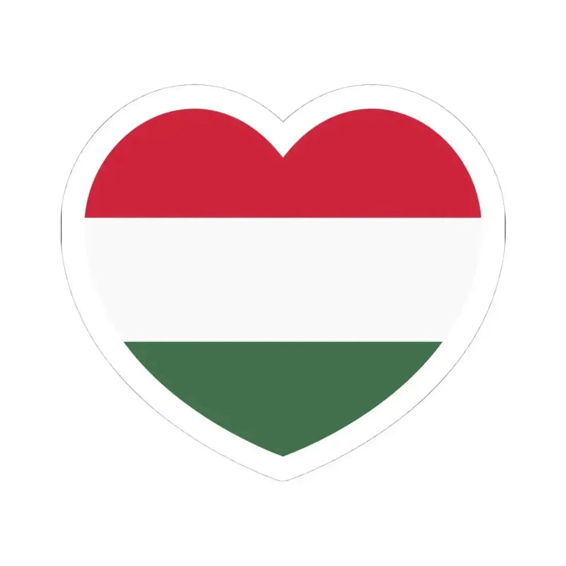 Heart Flag of Hungary - STICKER Vinyl Kiss-Cut Decal 4 Inch White - The Sticker Space