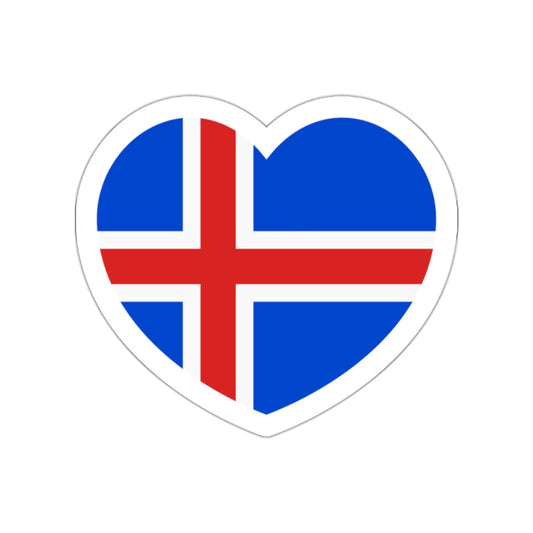 Heart Flag of Iceland 1918-1944 - STICKER Vinyl Die-Cut Decal-White-The Sticker Space