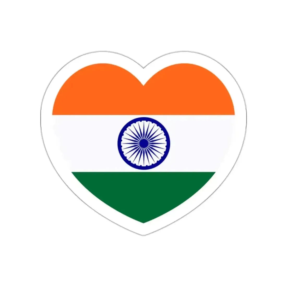 Heart Flag of India - STICKER Vinyl Die-Cut Decal White Die-Cut 2 Inch - The Sticker Space