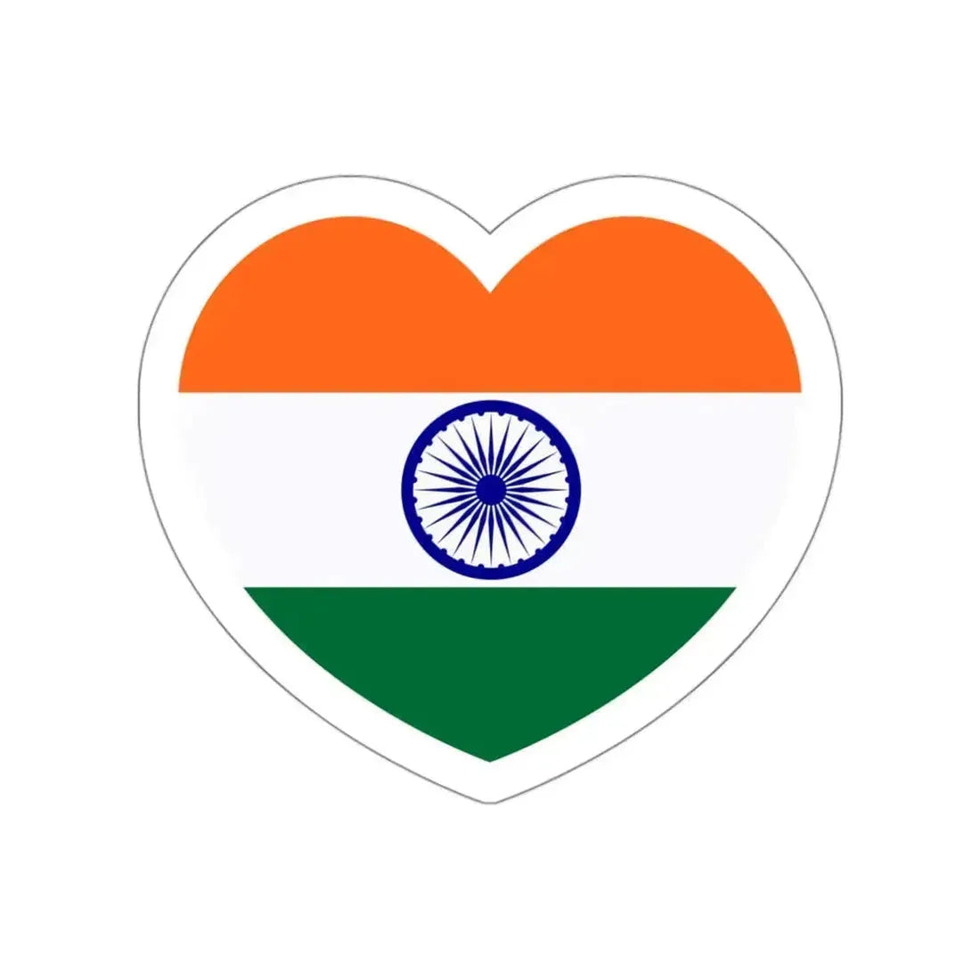 Heart Flag of India - STICKER Vinyl Die-Cut Decal White Die-Cut 3 Inch - The Sticker Space