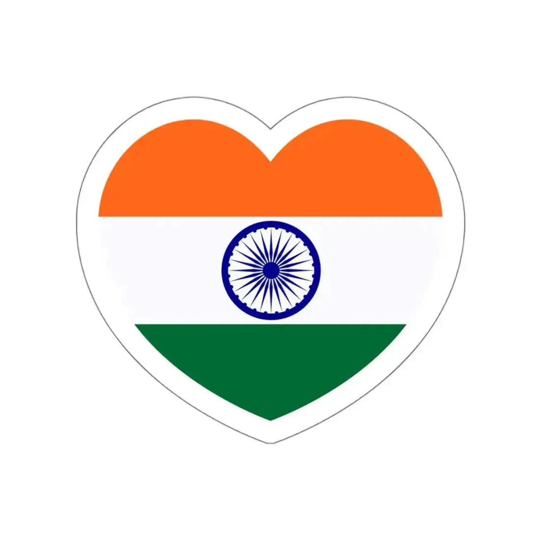 Heart Flag of India - STICKER Vinyl Die-Cut Decal White Die-Cut 5 Inch - The Sticker Space