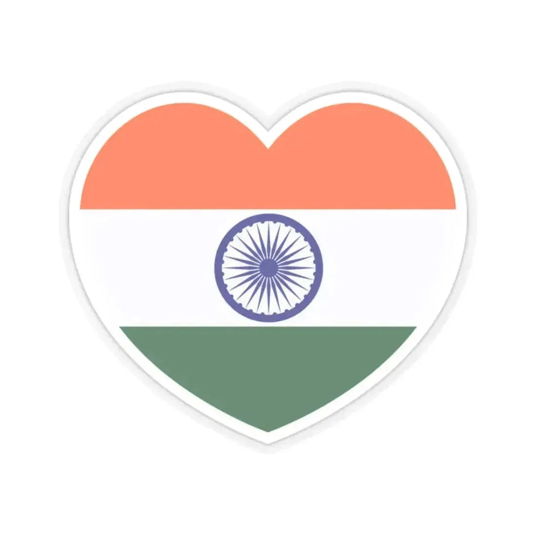 Heart Flag of India - STICKER Vinyl Kiss-Cut Decal 2 Inch Transparent - The Sticker Space