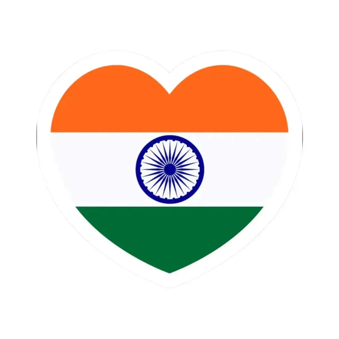 Heart Flag of India - STICKER Vinyl Kiss-Cut Decal 2 Inch White - The Sticker Space