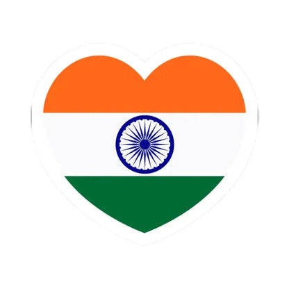 Heart Flag of India - STICKER Vinyl Kiss-Cut Decal 2 Inch White - The Sticker Space