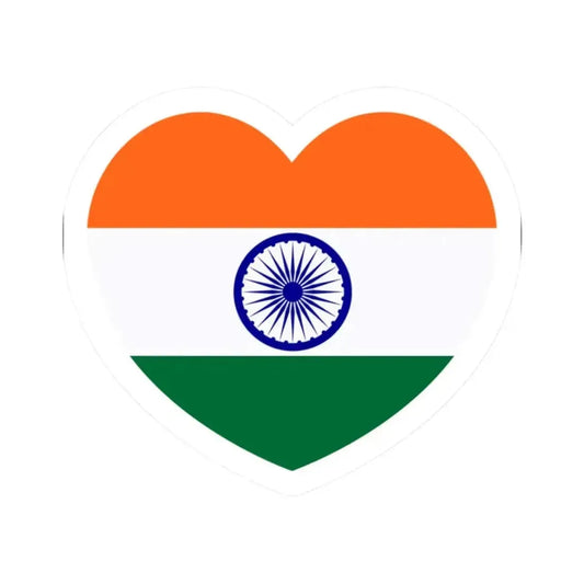 Heart Flag of India - STICKER Vinyl Kiss-Cut Decal 2 Inch White - The Sticker Space