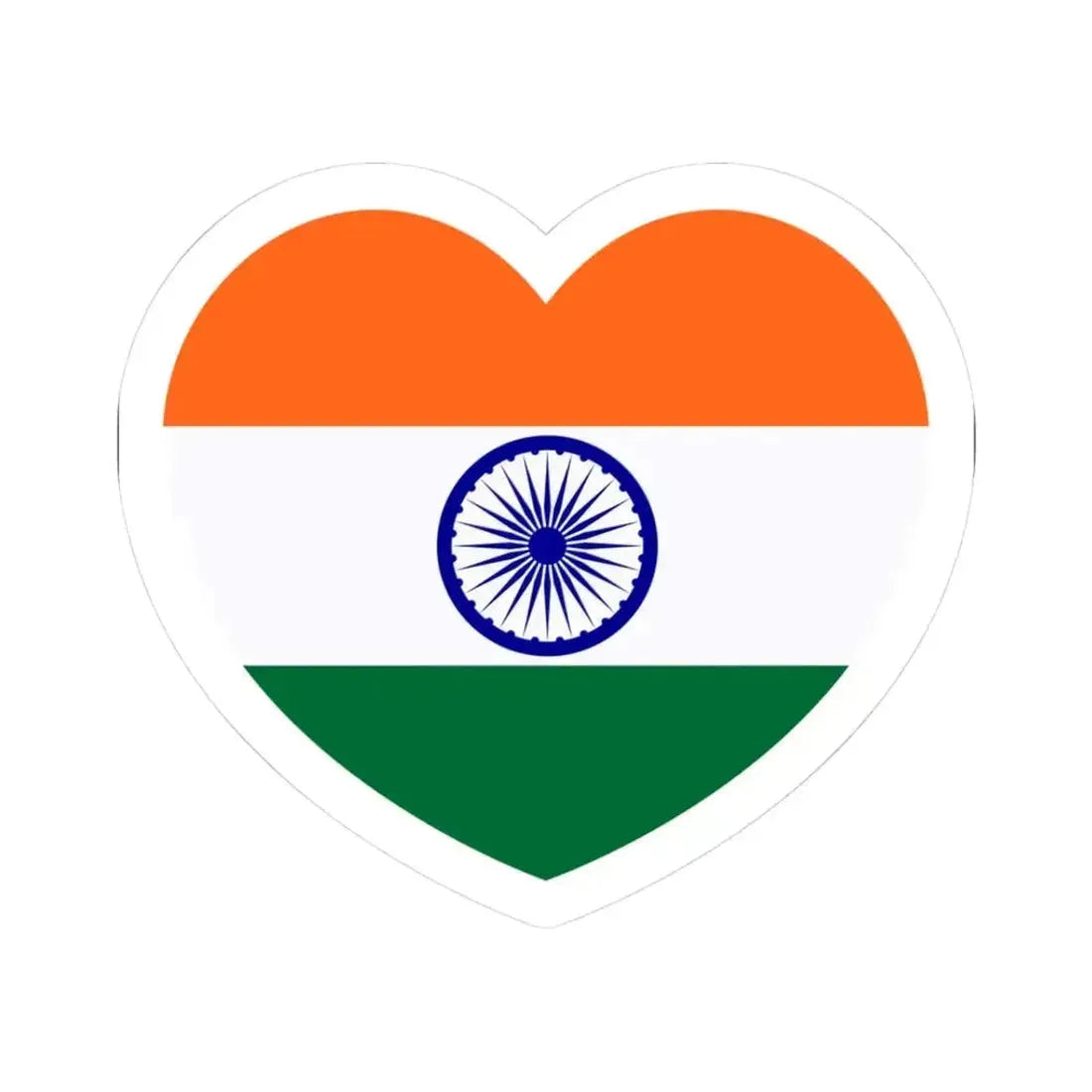 Heart Flag of India - STICKER Vinyl Kiss-Cut Decal 3 Inch White - The Sticker Space