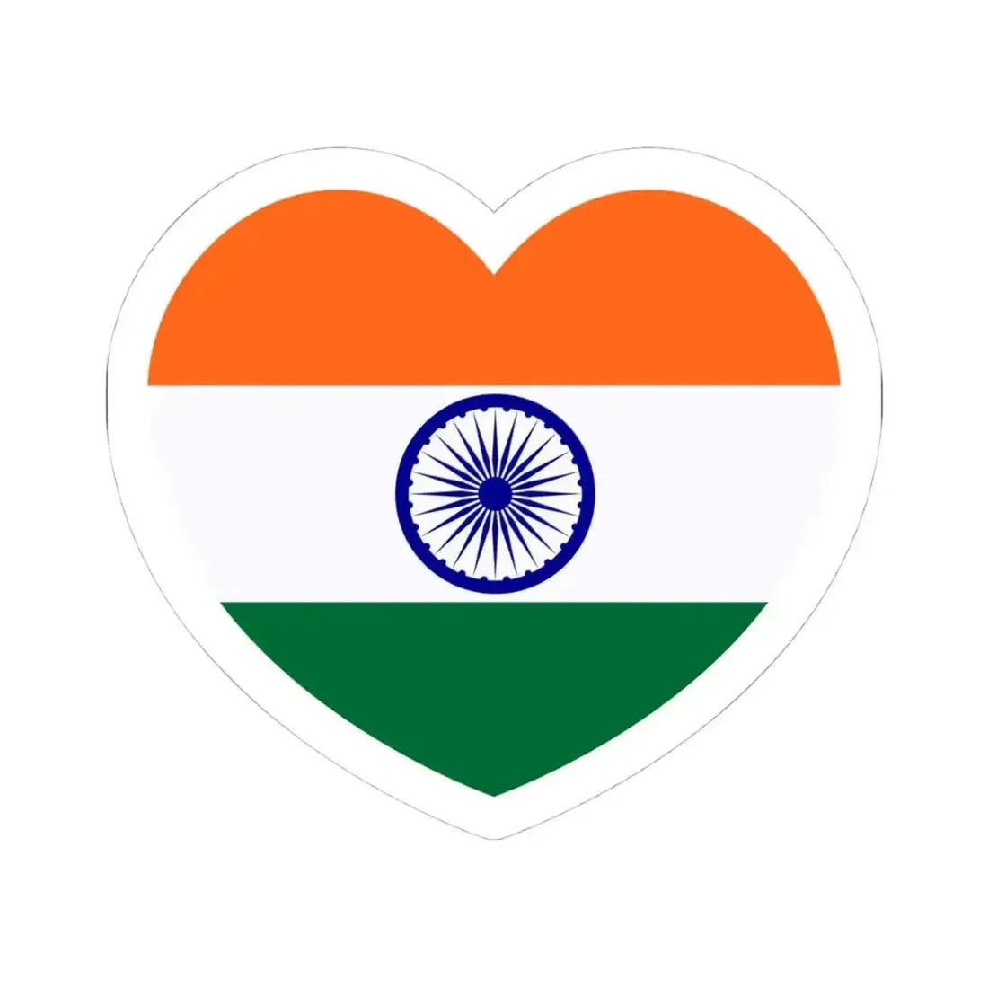 Heart Flag of India - STICKER Vinyl Kiss-Cut Decal 4 Inch White - The Sticker Space