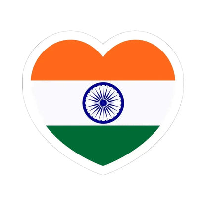 Heart Flag of India - STICKER Vinyl Kiss-Cut Decal 4 Inch White - The Sticker Space