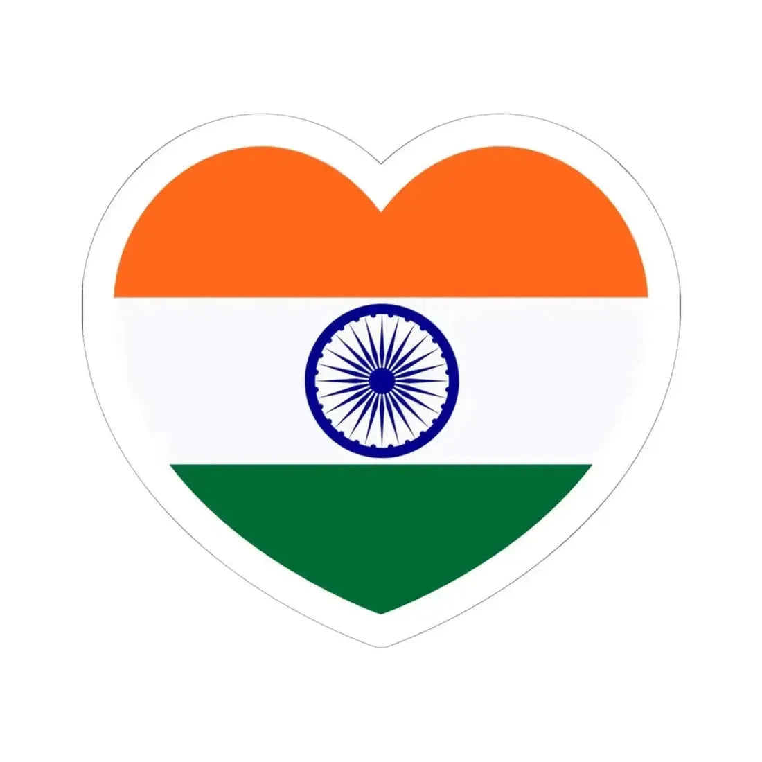 Heart Flag of India - STICKER Vinyl Kiss-Cut Decal 6 Inch White - The Sticker Space