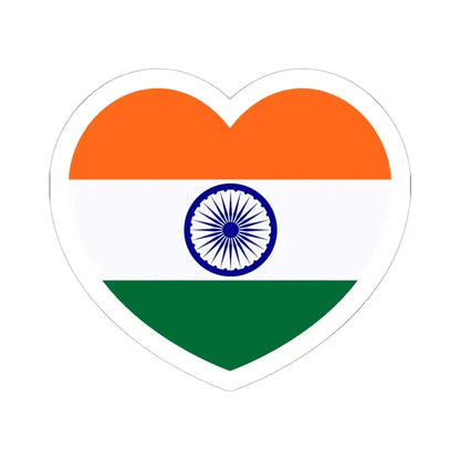 Heart Flag of India - STICKER Vinyl Kiss-Cut Decal 6 Inch White - The Sticker Space