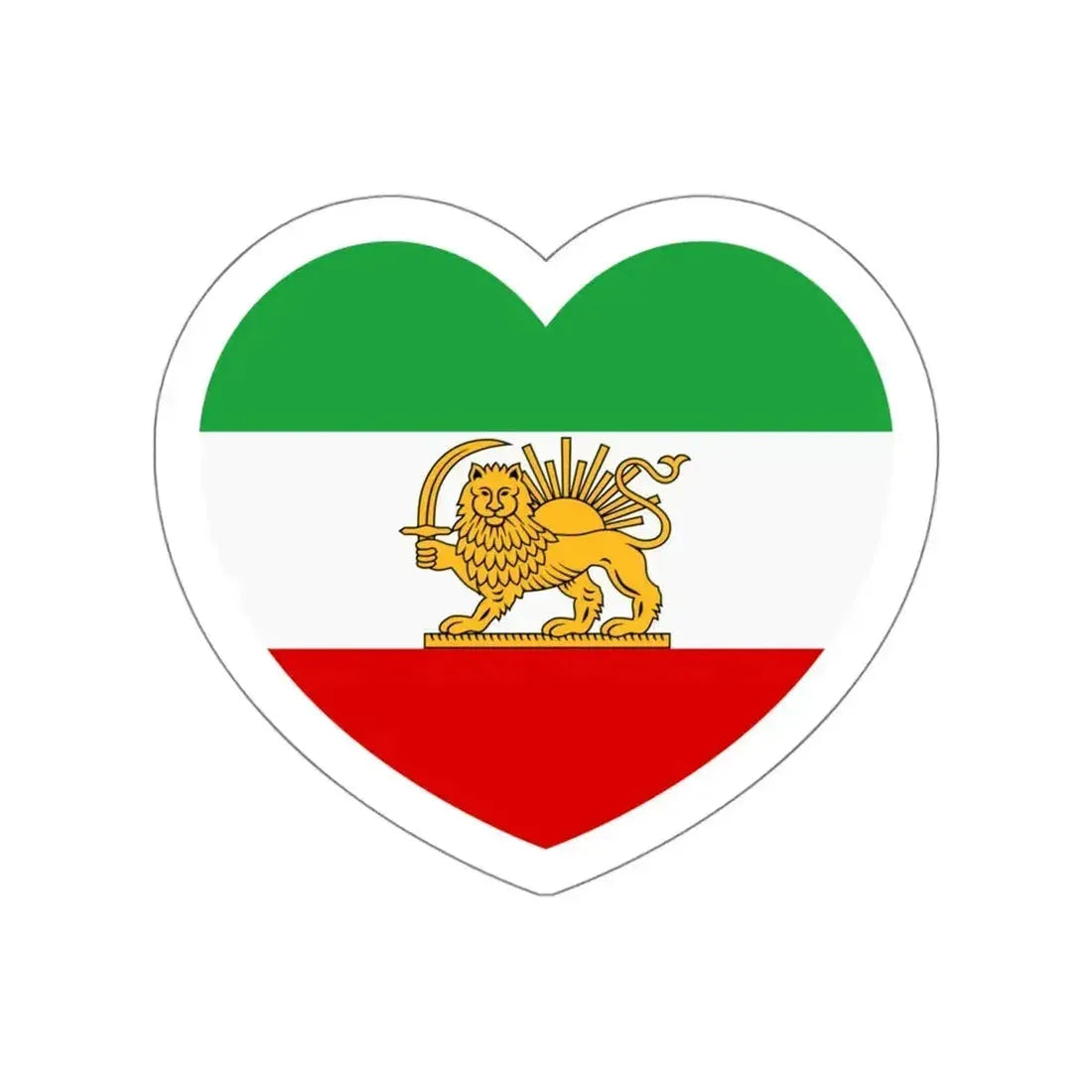 Heart Flag of Iran 1964-1980 - STICKER Vinyl Die-Cut Decal White Die-Cut 4 Inch - The Sticker Space