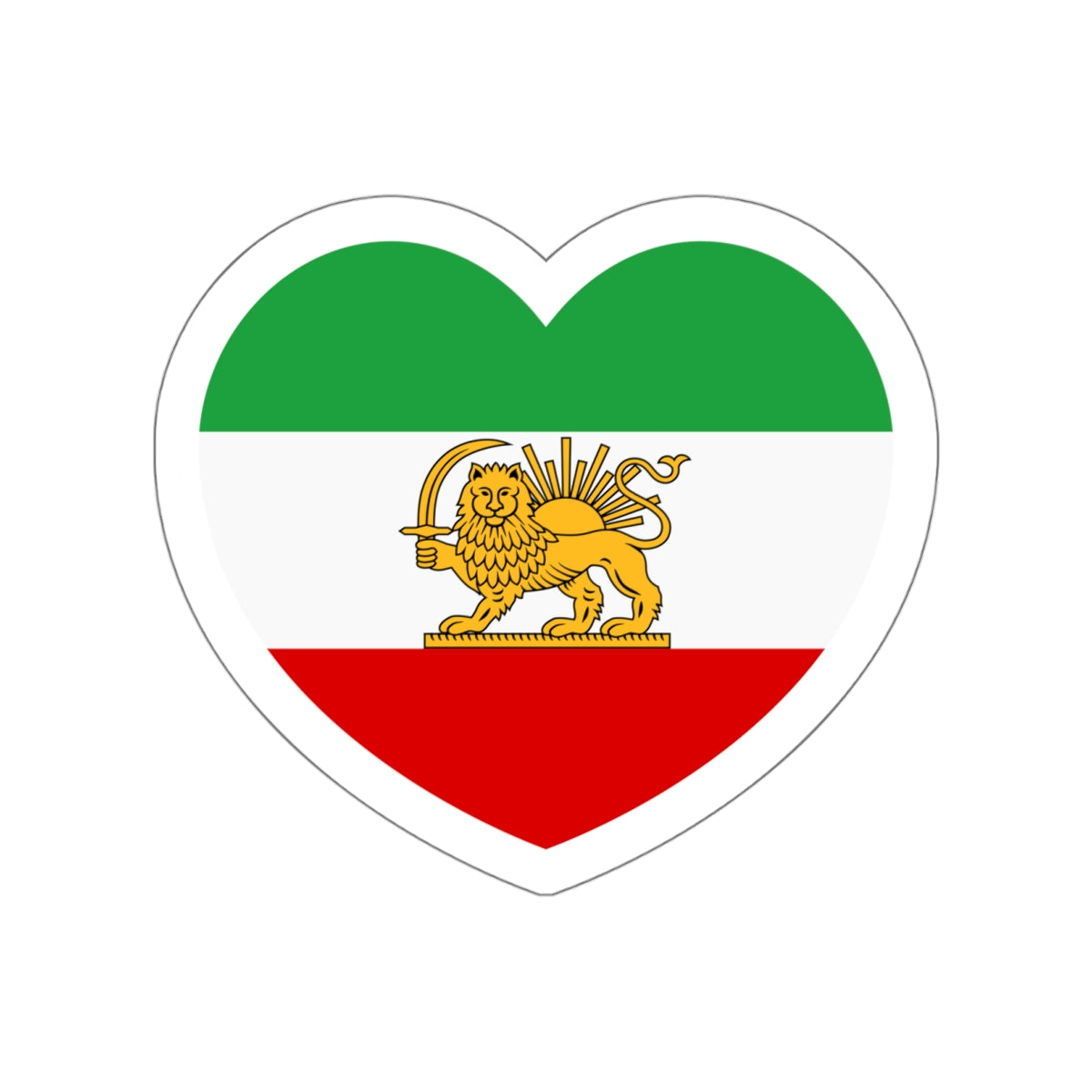 Heart Flag of Iran 1964-1980 - STICKER Vinyl Die-Cut Decal-White-The Sticker Space