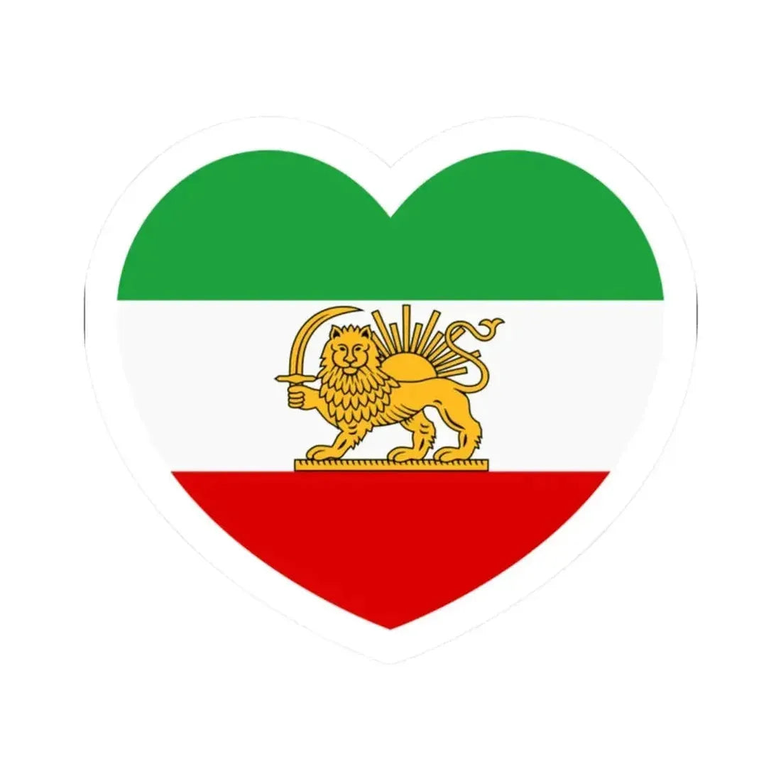 Heart Flag of Iran 1964-1980 - STICKER Vinyl Kiss-Cut Decal 2 Inch White - The Sticker Space