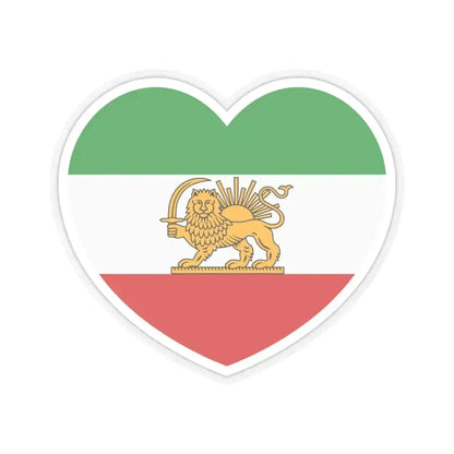 Heart Flag of Iran 1964-1980 - STICKER Vinyl Kiss-Cut Decal 3 Inch Transparent - The Sticker Space