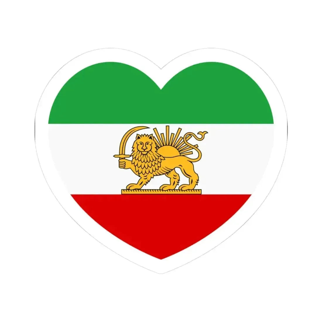 Heart Flag of Iran 1964-1980 - STICKER Vinyl Kiss-Cut Decal 3 Inch White - The Sticker Space