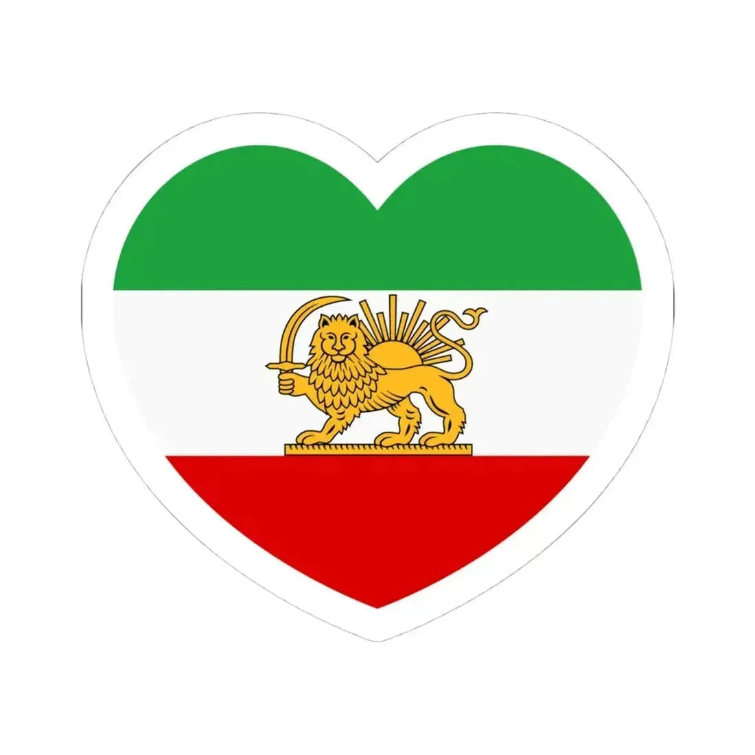 Heart Flag of Iran 1964-1980 - STICKER Vinyl Kiss-Cut Decal 4 Inch White - The Sticker Space