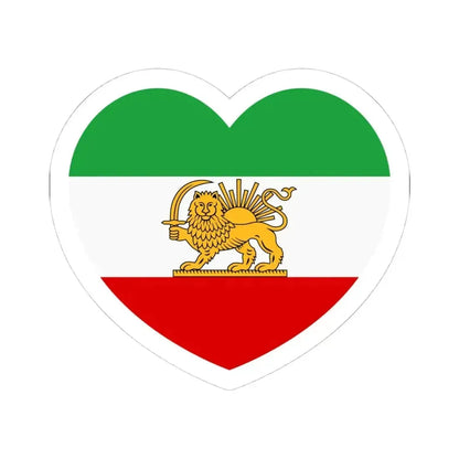 Heart Flag of Iran 1964-1980 - STICKER Vinyl Kiss-Cut Decal 4 Inch White - The Sticker Space