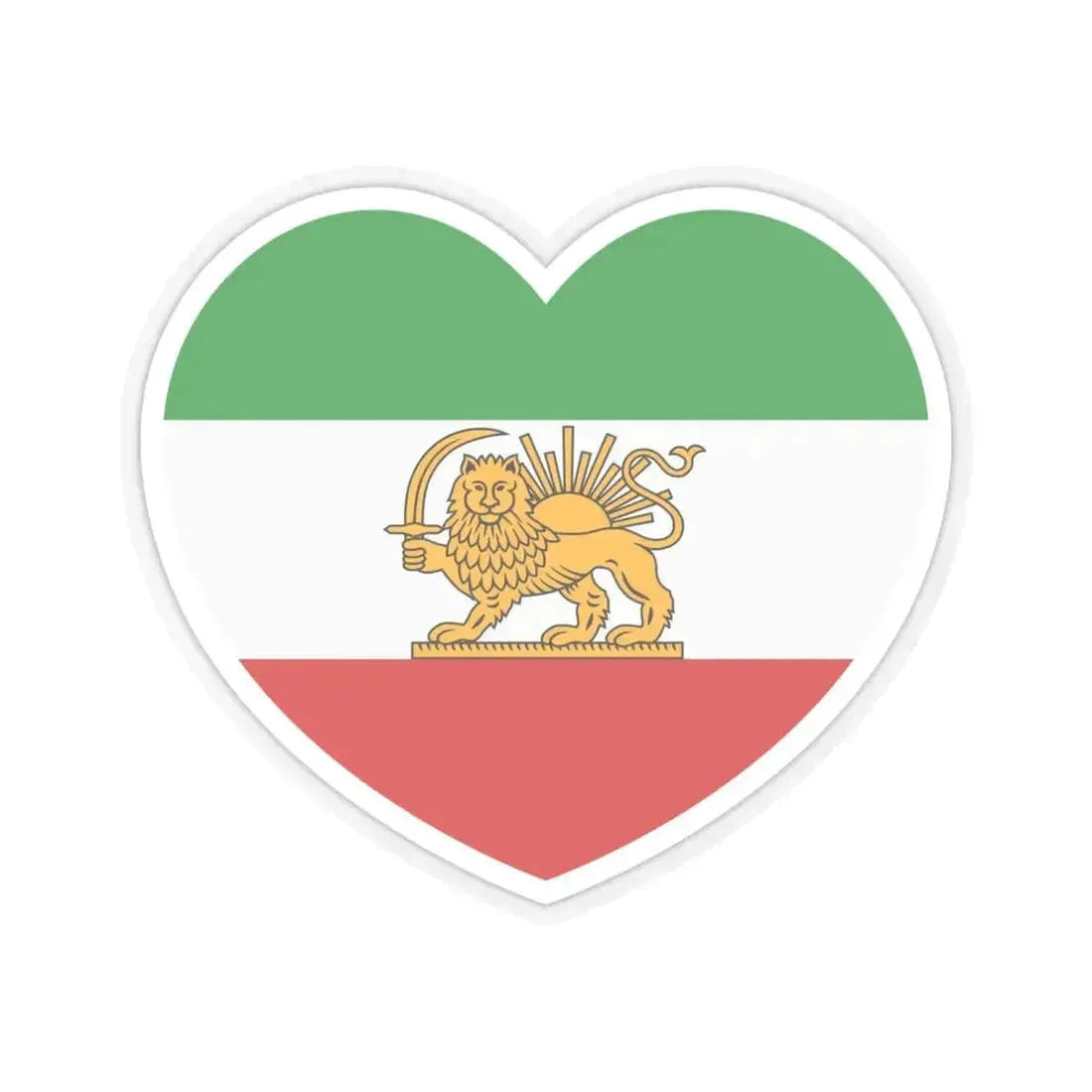 Heart Flag of Iran 1964-1980 - STICKER Vinyl Kiss-Cut Decal 6 Inch Transparent - The Sticker Space