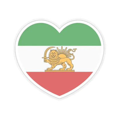 Heart Flag of Iran 1964-1980 - STICKER Vinyl Kiss-Cut Decal 6 Inch Transparent - The Sticker Space