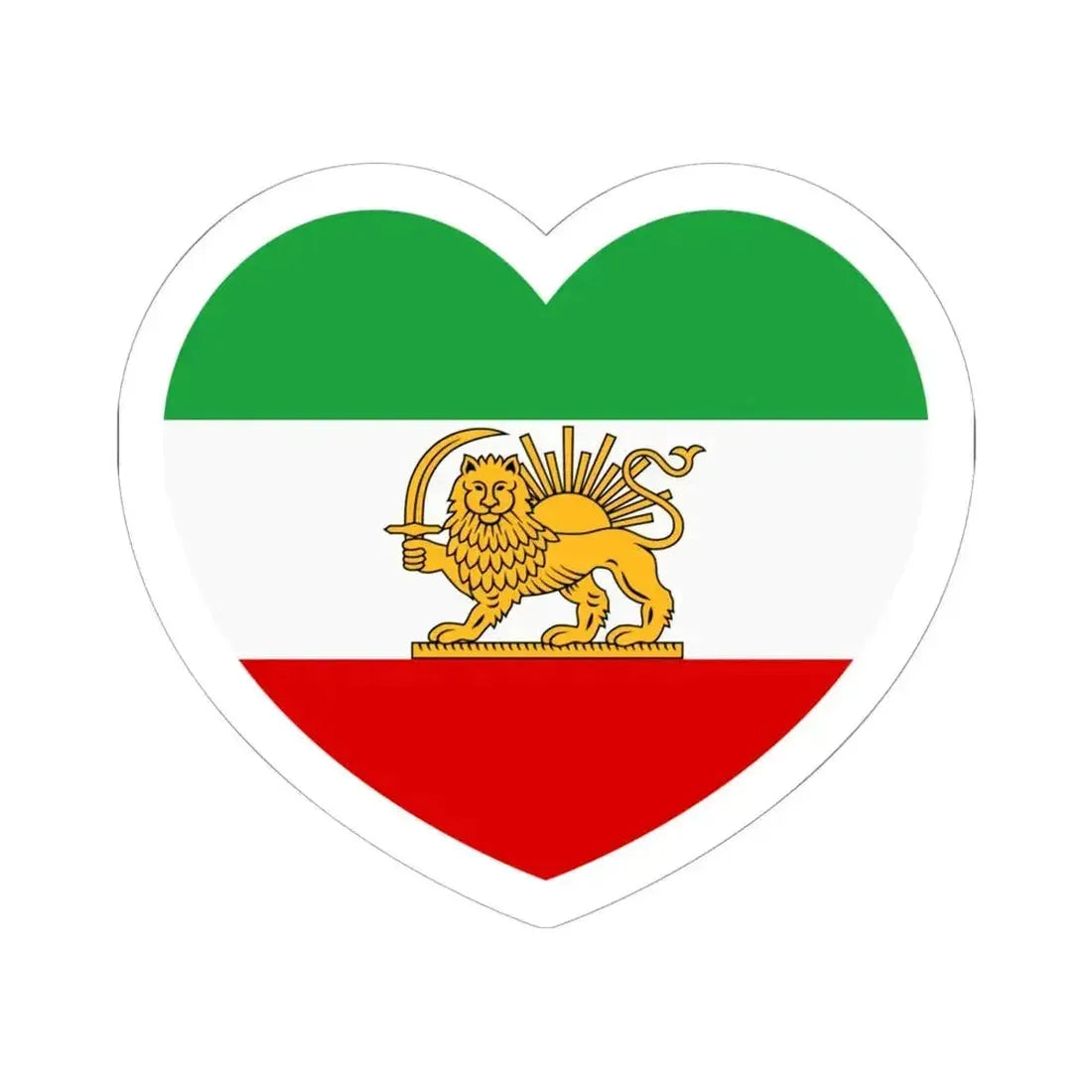 Heart Flag of Iran 1964-1980 - STICKER Vinyl Kiss-Cut Decal 6 Inch White - The Sticker Space