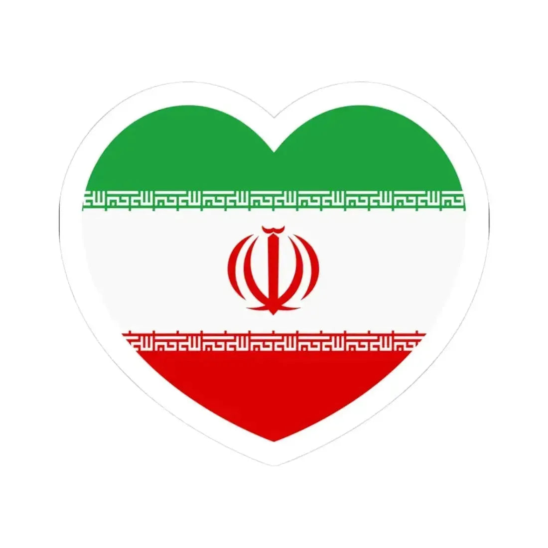 Heart Flag of Iran - STICKER Vinyl Kiss-Cut Decal 3 Inch White - The Sticker Space
