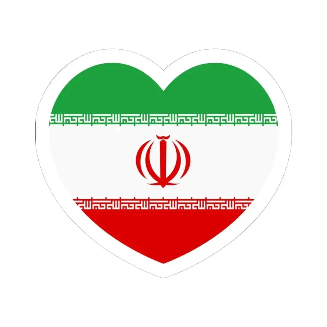 Heart Flag of Iran - STICKER Vinyl Kiss-Cut Decal 4 Inch White - The Sticker Space