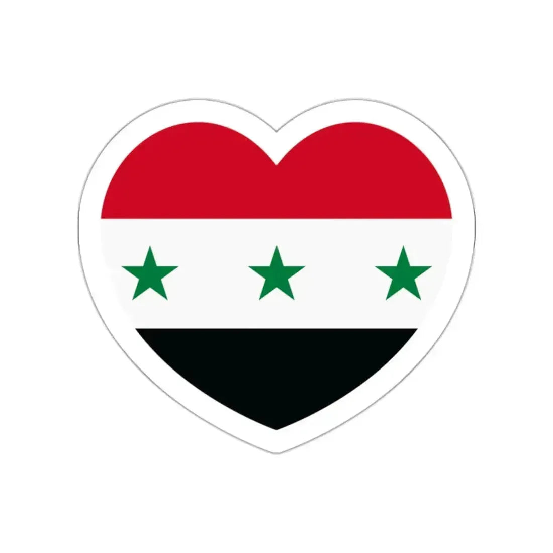 Heart Flag of Iraq 1963-1991 and Syria 1963-1972 - STICKER Vinyl Die-Cut Decal White Die-Cut 2 Inch - The Sticker Space