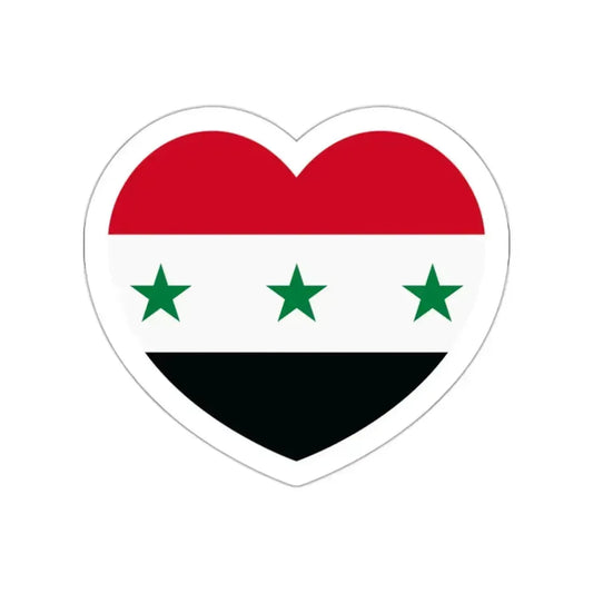 Heart Flag of Iraq 1963-1991 and Syria 1963-1972 - STICKER Vinyl Die-Cut Decal White Die-Cut 2 Inch - The Sticker Space