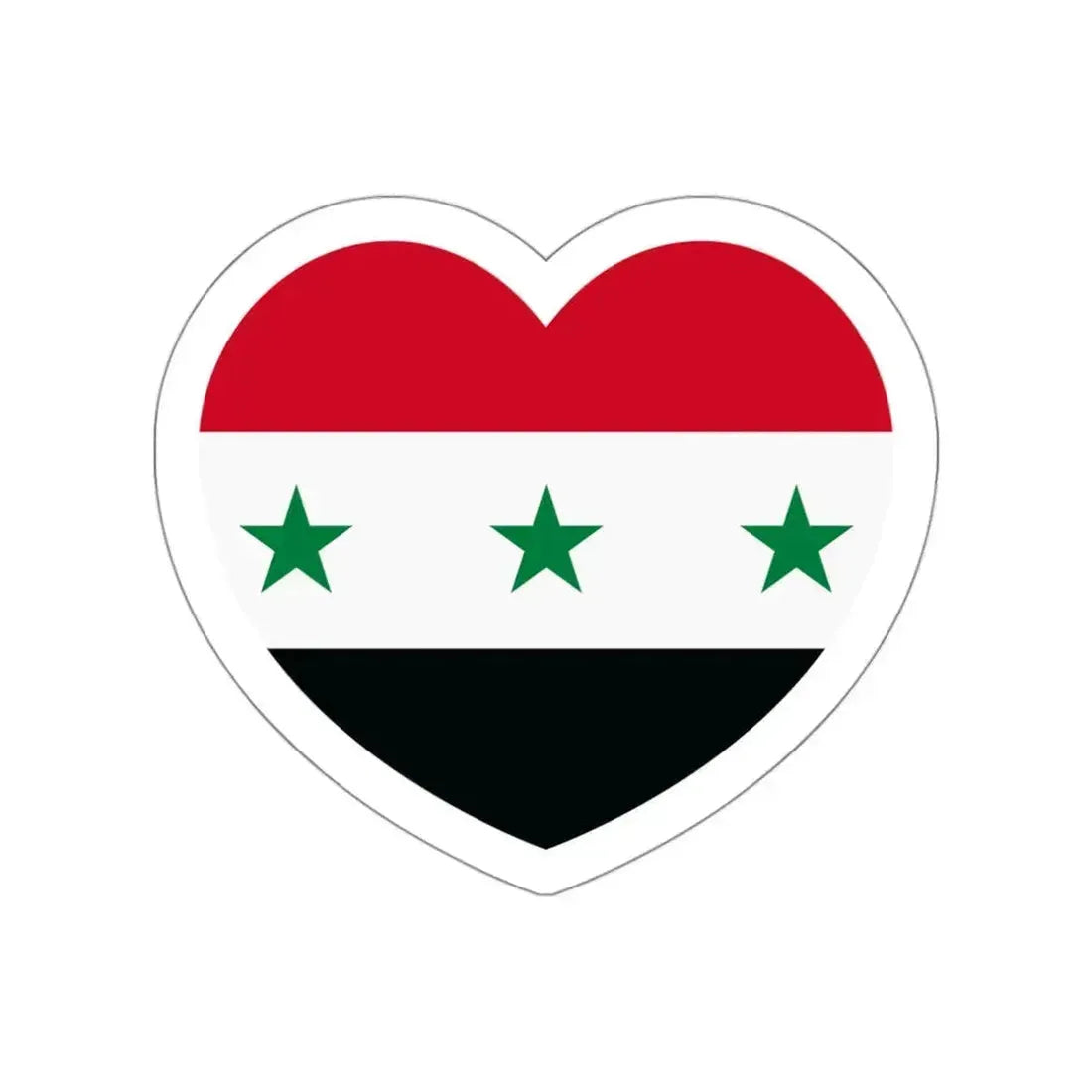 Heart Flag of Iraq 1963-1991 and Syria 1963-1972 - STICKER Vinyl Die-Cut Decal White Die-Cut 3 Inch - The Sticker Space