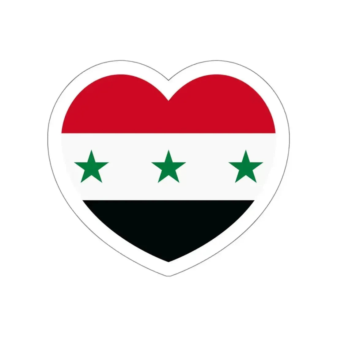 Heart Flag of Iraq 1963-1991 and Syria 1963-1972 - STICKER Vinyl Die-Cut Decal White Die-Cut 6 Inch - The Sticker Space