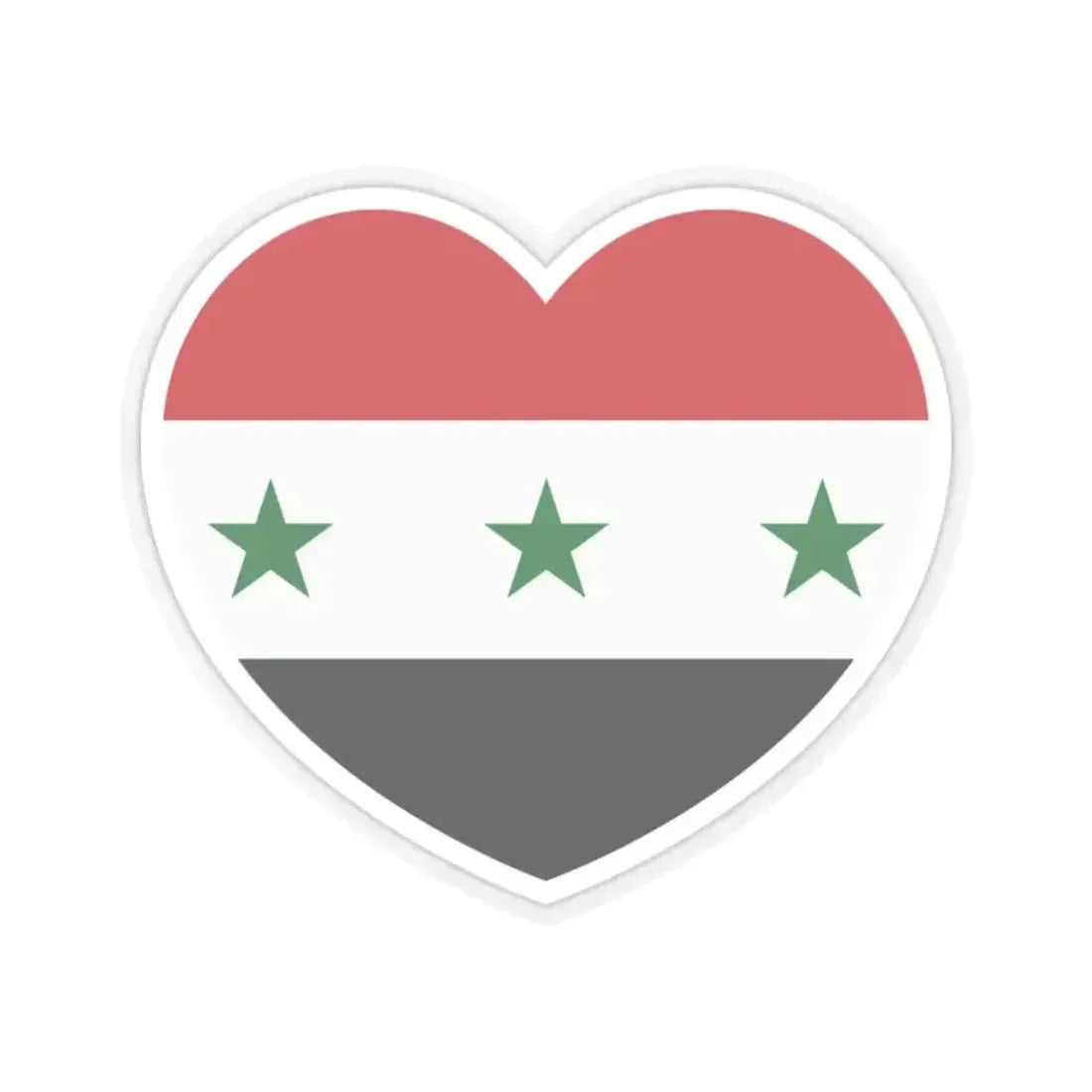 Heart Flag of Iraq 1963-1991 and Syria 1963-1972 - STICKER Vinyl Kiss-Cut Decal 2 Inch Transparent - The Sticker Space