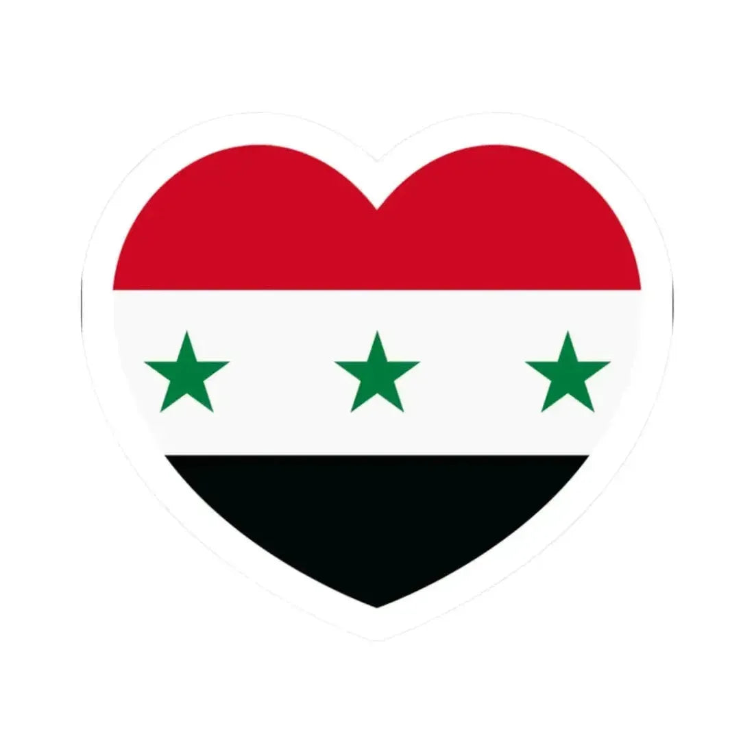 Heart Flag of Iraq 1963-1991 and Syria 1963-1972 - STICKER Vinyl Kiss-Cut Decal 2 Inch White - The Sticker Space