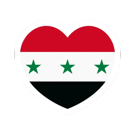 Heart Flag of Iraq 1963-1991 and Syria 1963-1972 - STICKER Vinyl Kiss-Cut Decal 2 Inch White - The Sticker Space