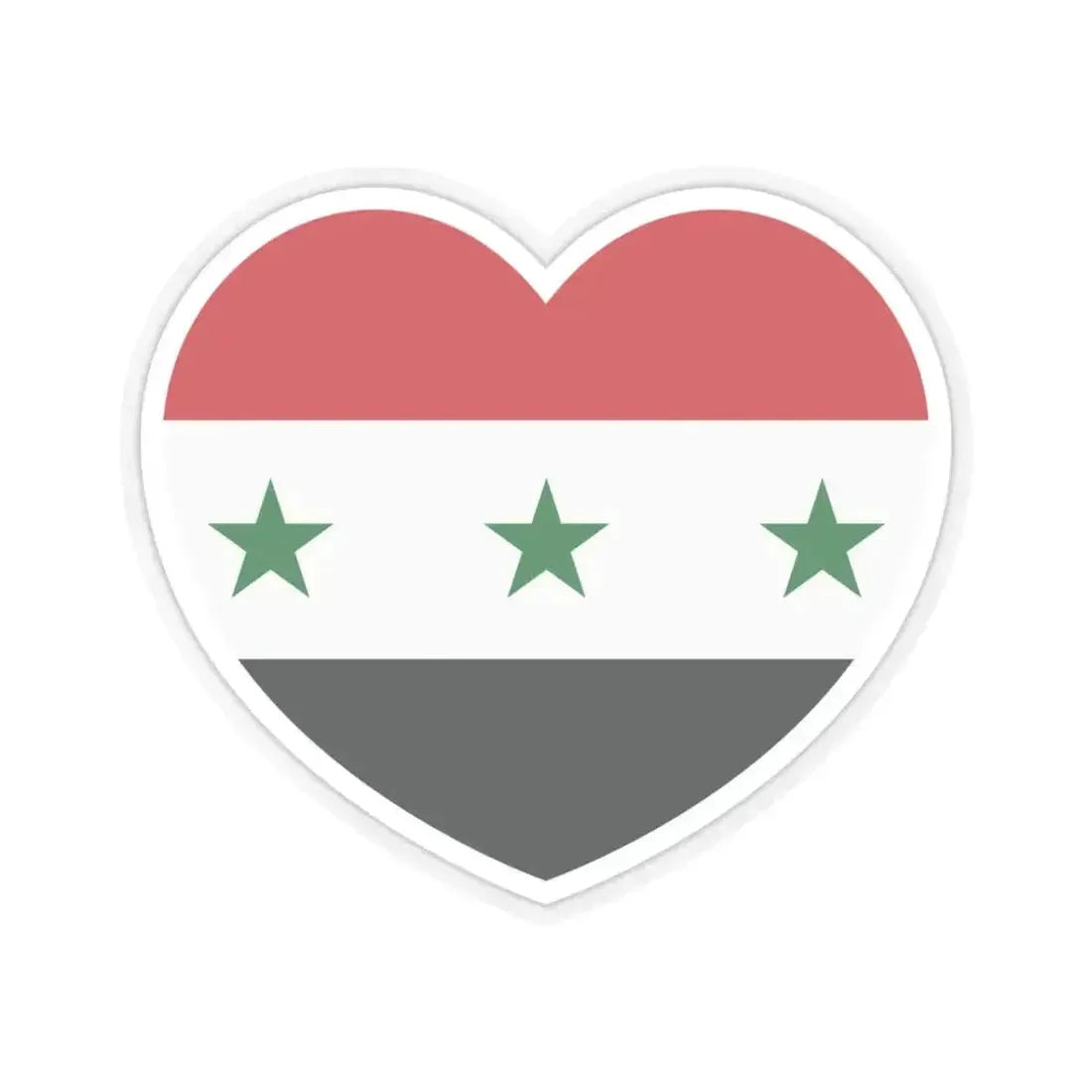 Heart Flag of Iraq 1963-1991 and Syria 1963-1972 - STICKER Vinyl Kiss-Cut Decal 3 Inch Transparent - The Sticker Space