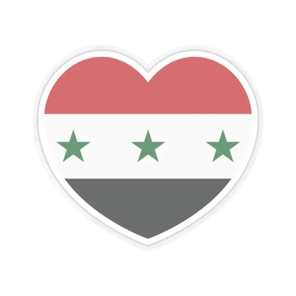 Heart Flag of Iraq 1963-1991 and Syria 1963-1972 - STICKER Vinyl Kiss-Cut Decal 3 Inch Transparent - The Sticker Space