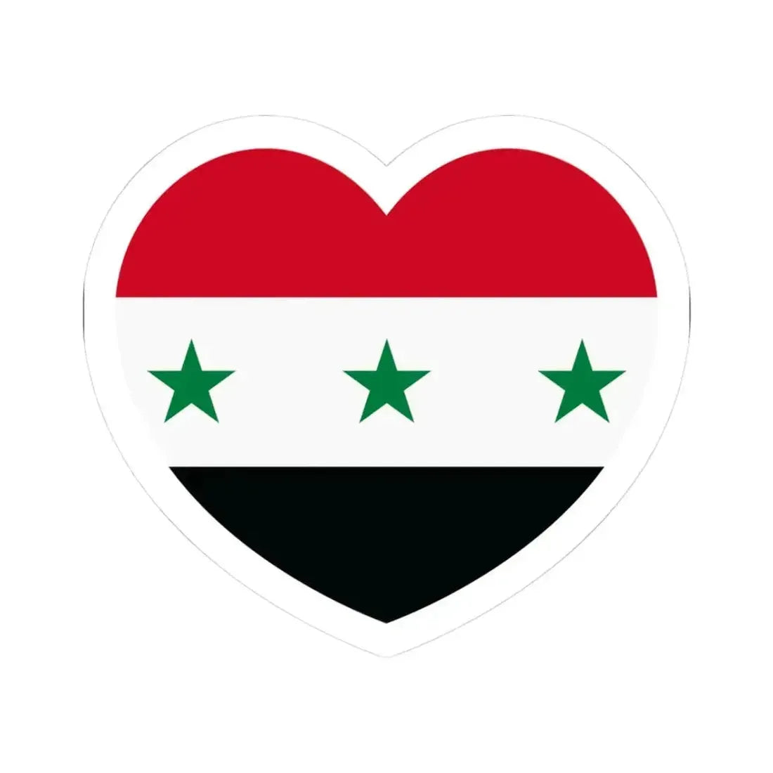 Heart Flag of Iraq 1963-1991 and Syria 1963-1972 - STICKER Vinyl Kiss-Cut Decal 3 Inch White - The Sticker Space