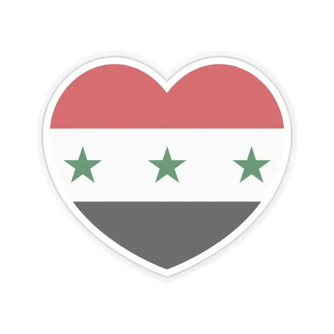 Heart Flag of Iraq 1963-1991 and Syria 1963-1972 - STICKER Vinyl Kiss-Cut Decal 4 Inch Transparent - The Sticker Space