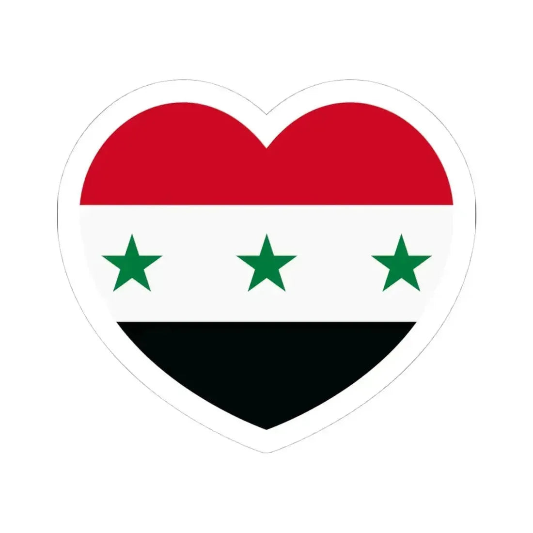 Heart Flag of Iraq 1963-1991 and Syria 1963-1972 - STICKER Vinyl Kiss-Cut Decal 4 Inch White - The Sticker Space