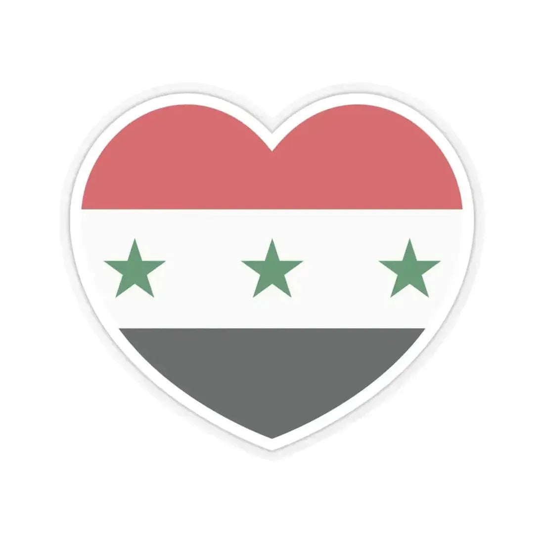 Heart Flag of Iraq 1963-1991 and Syria 1963-1972 - STICKER Vinyl Kiss-Cut Decal 6 Inch Transparent - The Sticker Space