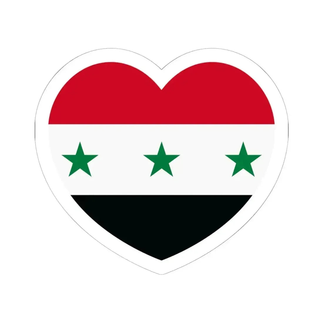 Heart Flag of Iraq 1963-1991 and Syria 1963-1972 - STICKER Vinyl Kiss-Cut Decal 6 Inch White - The Sticker Space