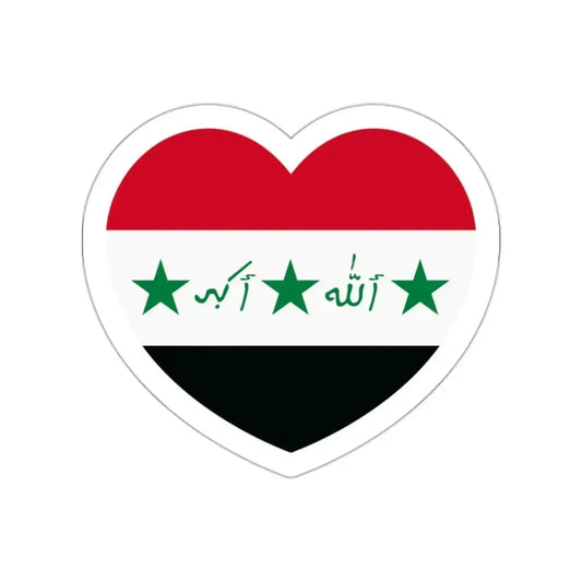 Heart Flag of Iraq 1991-2004 - STICKER Vinyl Die-Cut Decal White Die-Cut 2 Inch - The Sticker Space