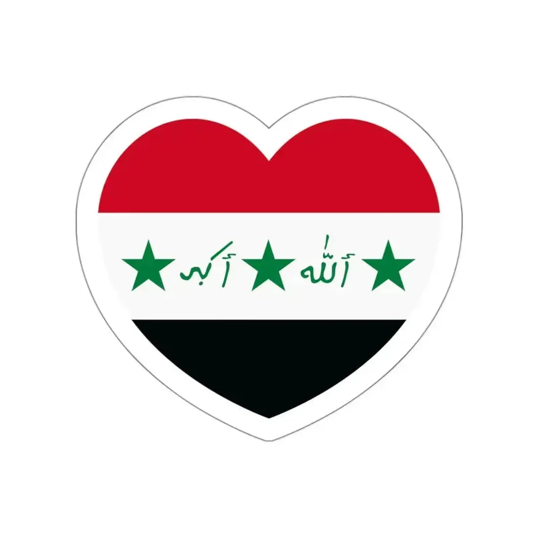 Heart Flag of Iraq 1991-2004 - STICKER Vinyl Die-Cut Decal White Die-Cut 3 Inch - The Sticker Space