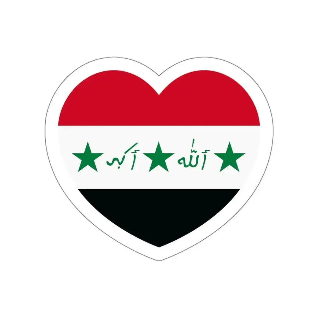 Heart Flag of Iraq 1991-2004 - STICKER Vinyl Die-Cut Decal White Die-Cut 4 Inch - The Sticker Space
