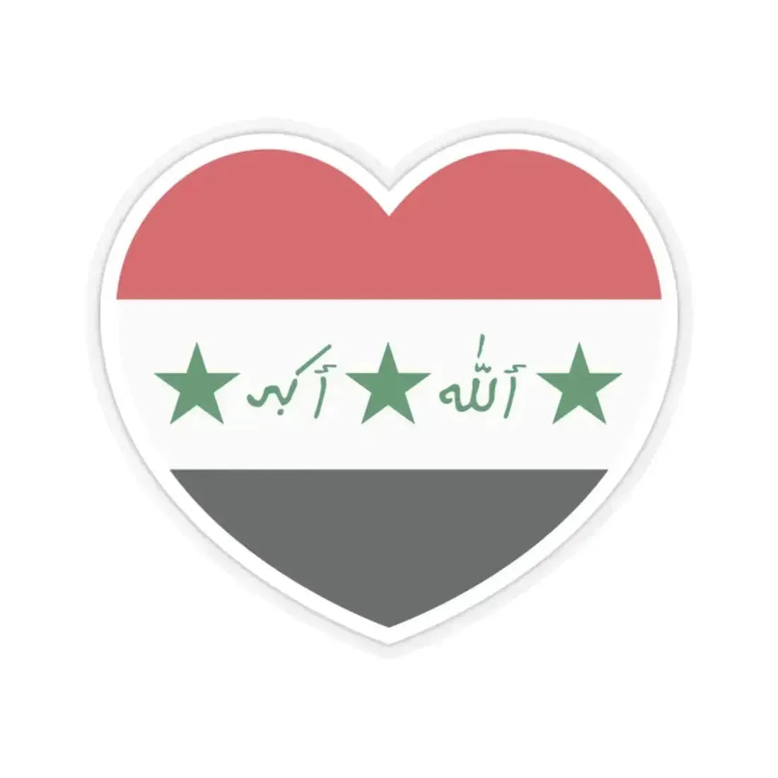 Heart Flag of Iraq 1991-2004 - STICKER Vinyl Kiss-Cut Decal 2 Inch Transparent - The Sticker Space